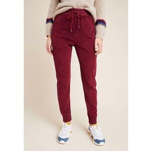 Anthropologie Leigh Corduroy Burgundy Joggers